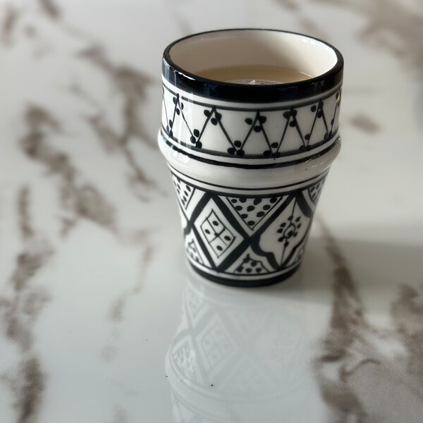 Verre Céramique Noir +Bougie Parfumée Artisanale - Musc - Deco - Handmade Scented Candle All natural -Unique candle - Decorative candle