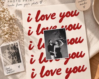 Poster personalizzato per coppie con foto, stampa personalizzata "Ti amo", ricordo romantico.