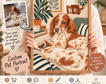 Ritratto personalizzato del tuo animale domestico da una foto, opera d'arte personalizzata per cani, ricordo per gli amanti degli animali