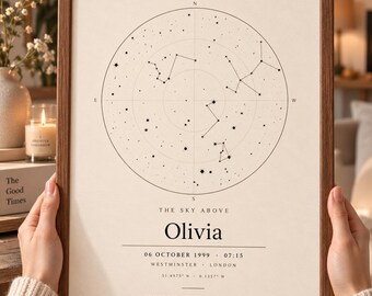 Mappa stellare personalizzata, cielo notturno personalizzato, regalo di anniversario per coppie e per la casa