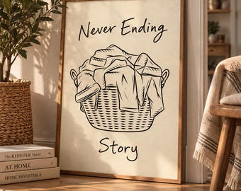 Divertente poster per la lavanderia, ispirato a "La storia infinita".