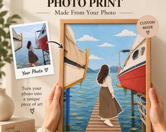 Ritratto personalizzato da foto, opera d'arte di viaggio personalizzata, ricordo fotografico delle vacanze