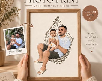Ritratto personalizzato di papà e bambino da foto, opera d'arte personalizzata per padre e figlio