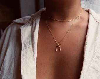 Dainty 18k Gold Wish Bone Necklace, 925 Sterling Silver Necklace, Minimalist Jewellery, Lucky Charm, Gift For Her, Wedding Gift, Christmas