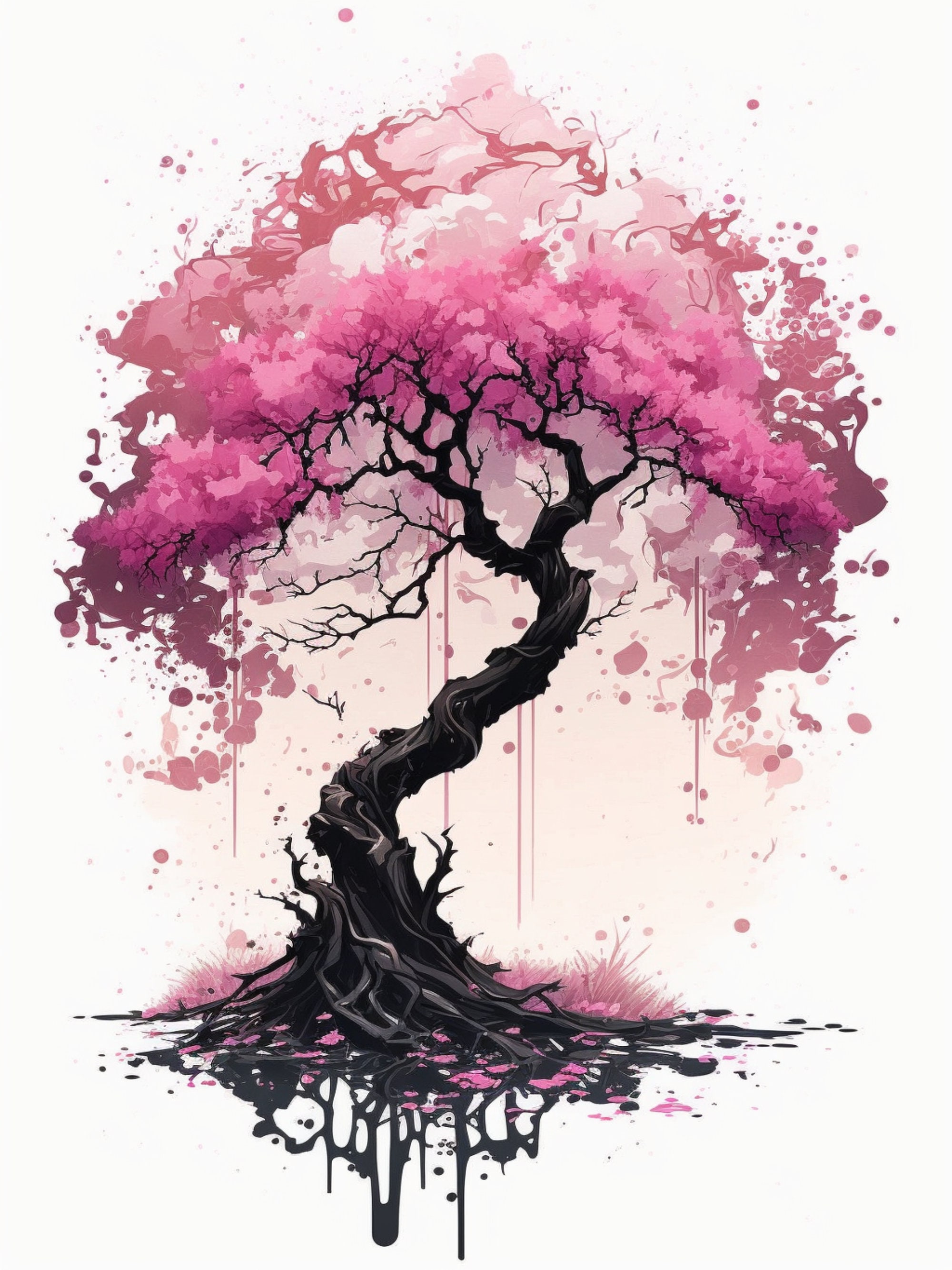 Spring Cherry Blossom Tree Printable Wall Art, AI Generated Digital