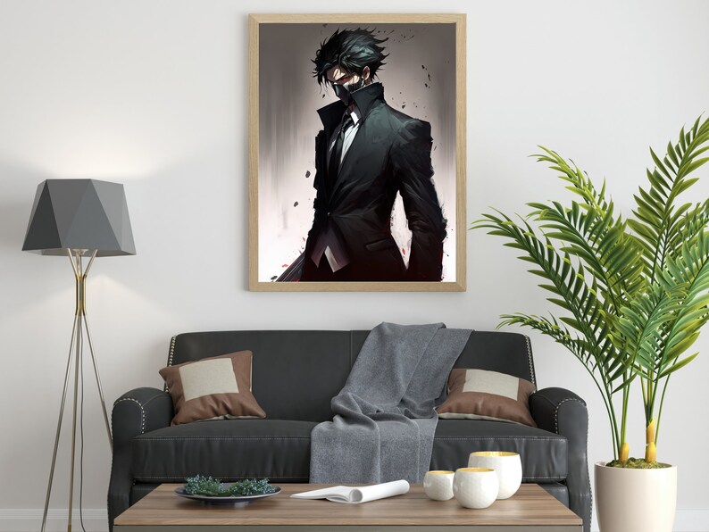 Edgy Wall Art Anime Poster, AI Art Download, Kawaii Room Decor, Anime