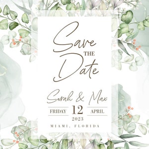 Wedding Card | Save The Date | Custom  | Digital | Ready to print file | Flowers | Elegant