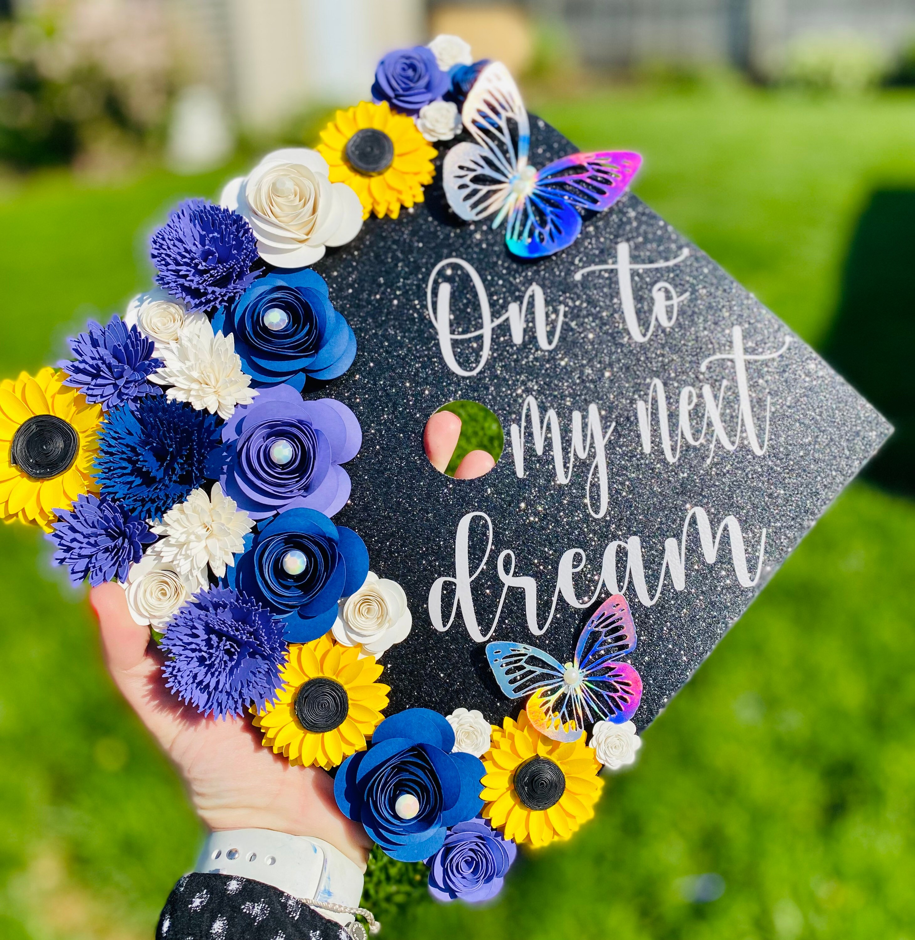 Graduation Cap Topper Customizable Paper Flowers Etsy