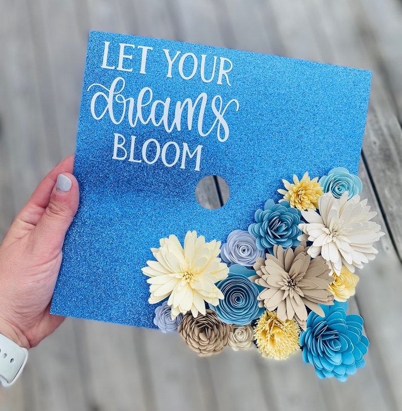 Graduation Cap Topper Customizable Paper Flowers Etsy