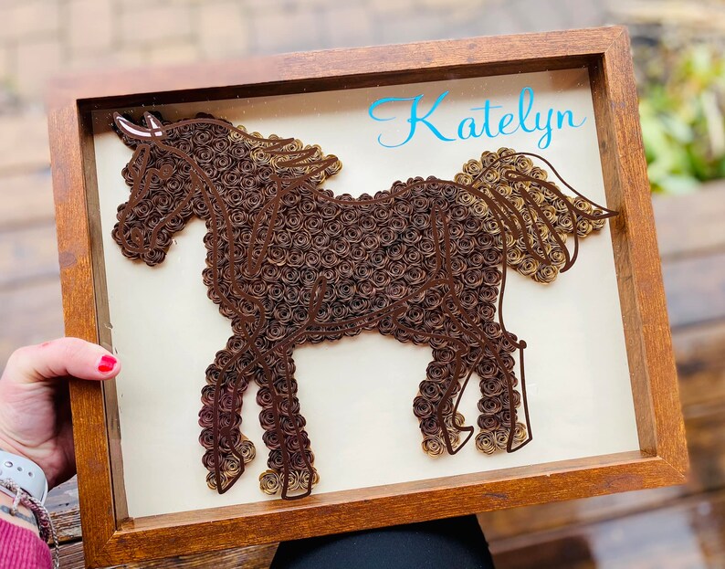 Horse Shadow Box With Paper Roses Etsy