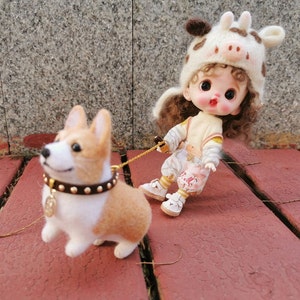 Needle Felted dog Corgi, dollhouse, Custom pet, Animal Sculpture,miniature,Family Gifts,Child&#39;s gift, Teddydog, Blythe doll, Puppy doll