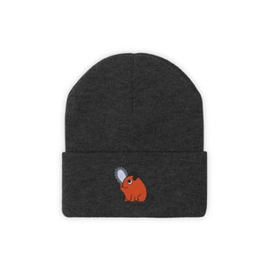 Embroidered Anime Beanie Hat , Anime Hat - Cute Gift Winter Cap Unisex, Anime Hat, Anime Gift, Chain Dog