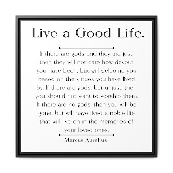 Marcus Aurelius Quote Canvas | Live a Good Life, Philosophy Art
