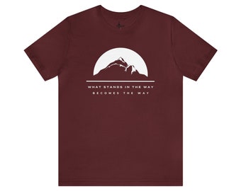 The Obstacle Becomes the Way Mountain Unisex Jersey Short Sleeve Tee | Stoic Tees