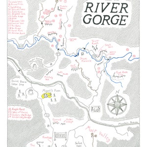 Red River Gorge Crag Crag Map - Handgezeichnet mit jedermanns Lieblingsort!
