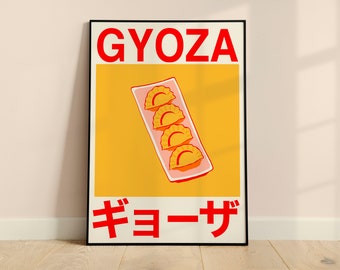 Japanese Food Gyoza Dumpling Poster Kitchen Japan Cuisine Graphic Poster for Restaurant Kitchen Streetfood