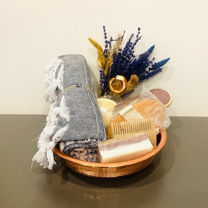 Traditional Turkish Bath Set, Body gift set, Bath foam gift set, Copper Bathtub, 8 piece Souvenir relaxing Bath Set