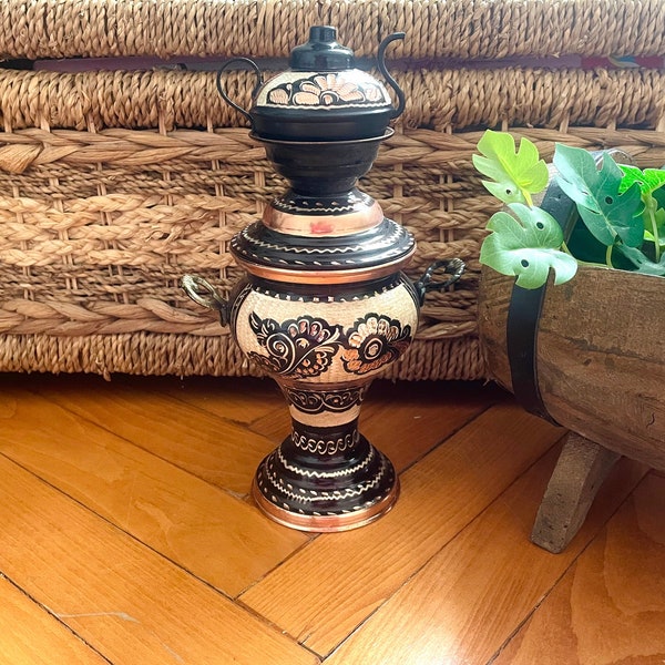 Copper Samovar, Handmade, Turkish antique copper tea kettle, Pure copper, Copper kettle, Turkish samovar, Antique teapot