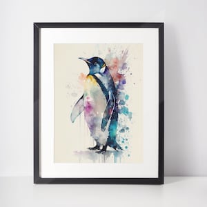 Abstract Penguin Wall Art Print - Penguin Lover Gift - Wall Art - Home Decor - Abstract Wall Art - Unique Wall Art - Watercolour Painting