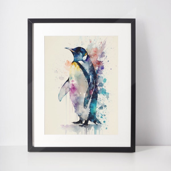 Abstract Penguin Wall Art Print - Penguin Lover Gift - Wall Art - Home Decor - Abstract Wall Art - Unique Wall Art - Watercolour Painting