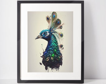 Abstract Peacock Wall Art Print - Premium Matte Paper Poster - Peacock Wall Art - Home Decor - Abstract Wall Art - Unique Wall Art