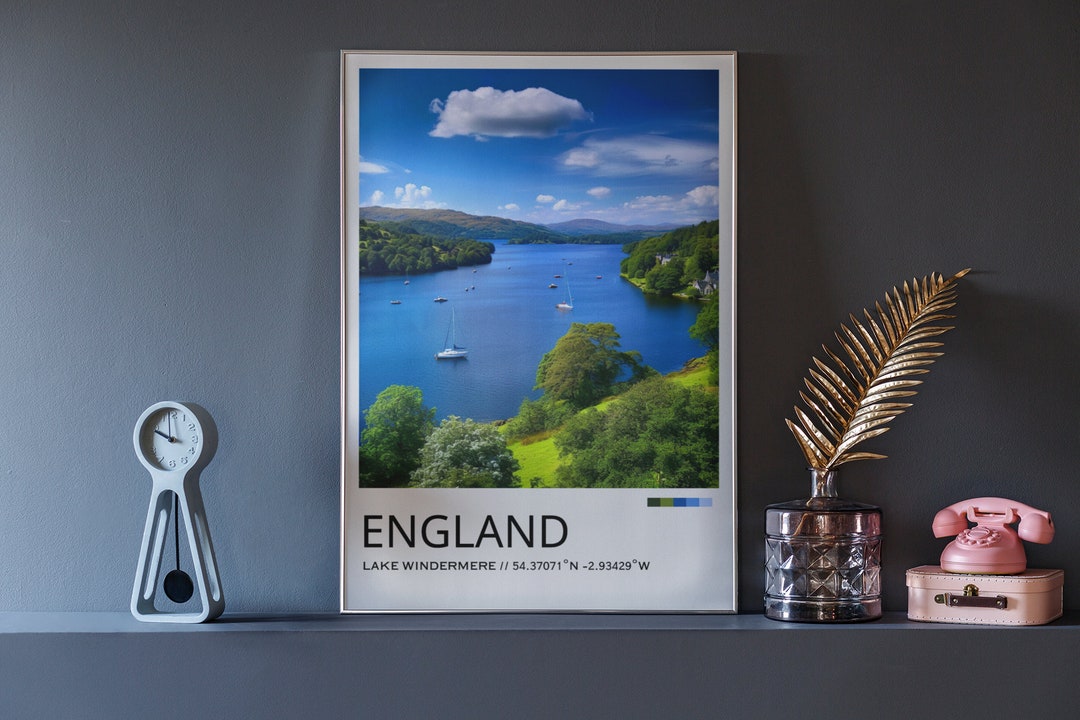 Lake Windermere Travel Print, the Lake District Art, Lake Windermere