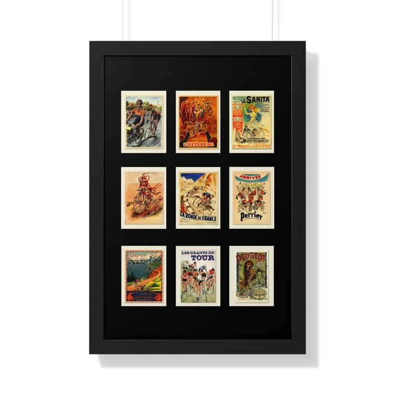 Vintage Cycling Postcards Framed Vertical Poster image 7