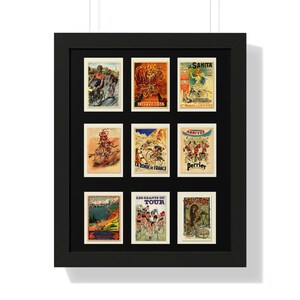 Vintage Cycling Postcards Framed Vertical Poster image 2