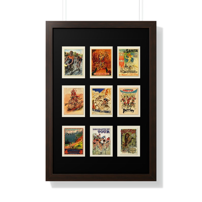 Vintage Cycling Postcards Framed Vertical Poster image 8