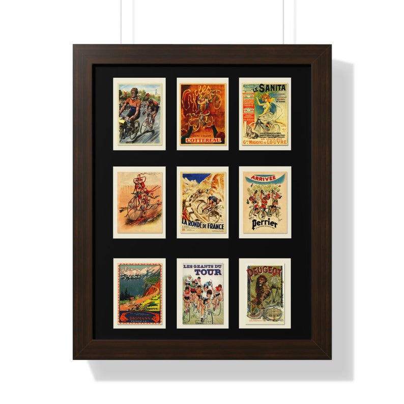 Vintage Cycling Postcards Framed Vertical Poster image 3