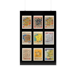 Vintage Tour de France Tour Maps, Premium Matte Vertical Posters, Le Tour de France 2 of 2