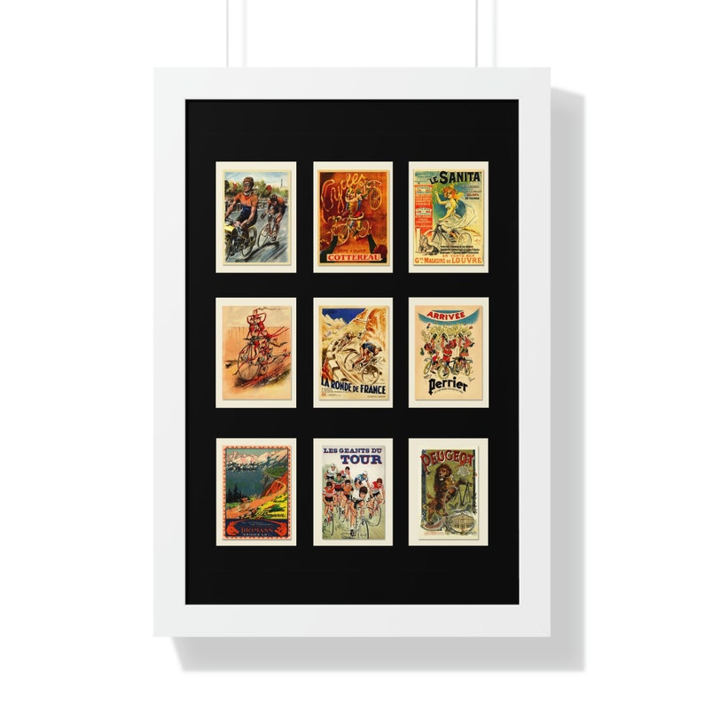 Vintage Cycling Postcards Framed Vertical Poster image 6