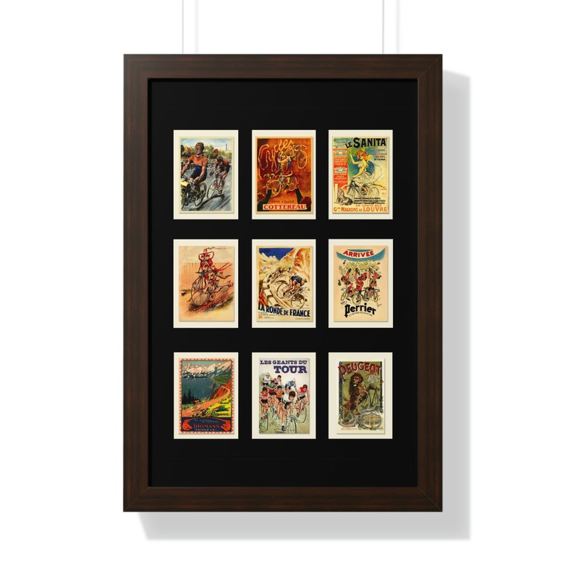 Vintage Cycling Postcards Framed Vertical Poster image 5