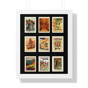 Vintage Cycling Postcards Framed Vertical Poster image 4