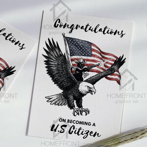 Grappige Amerikaanse staatsburgerschapskaart | Gefeliciteerd kaarten | Staatsburgerschapsgeschenk van de VS Paspoortviering | Opvallend ontwerp met adelaar | Grappig burgerschapscadeau