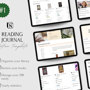 Notion template reading journal, notion template book journal, ultimate reading journal, notion book journal, minimalist notion template