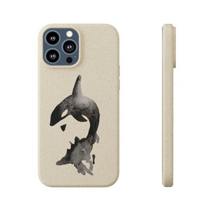 Orca Phone Case, Killer Whaler, Print of Hand-painted Watercolour, iPhone- Samsung Galaxy. Biodegradable Phone Cases.