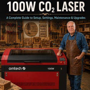 OMTech 100W CO2-laserguide, träinställningar, underhåll, fokus, spegeljustering, luftassistans