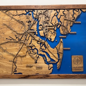 Mapa 3D de 3 capas, agua, calles, carreteras, enmarcado, su estado o área