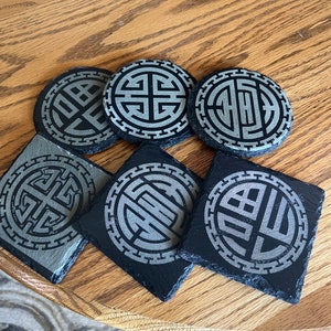 Slate Stone deep engraved Coasters