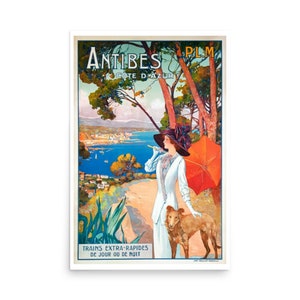 Vintage Antibes PLM Reisedruckwerbung, Antibes Cote D'Azur PLM Französisches Tourismusplakat, Reiseliebhabergeschenk, Weltreisedruck