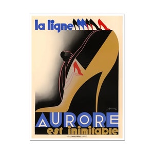La Ligne Aurore Est Inimitable, Schuhe, Werbeposter Druck, Vintage Französisches Mode Werbeposter, Druck Auf Mattem Papier Oder Gerollter Leinwand