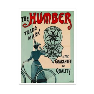 El cartel de bicicleta vintage Humber Cycle, Humber Co. Beeston, Wolverhampton, Coventry sobre papel mate o lienzo enrollado