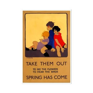 Póster publicitario vintage, impresión de póster infantil de 1928, impresión de póster de primavera para sacarlos, papel mate o lienzo enrollado, póster infantil retro
