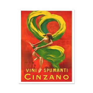 Cinzano Vini Spumanti Vintage Italienisches Getränk Werbeplakat Druck, Alkohol Plakat Küche Bar Druck Auf Mattem Papier Oder Gerollter Leinwand