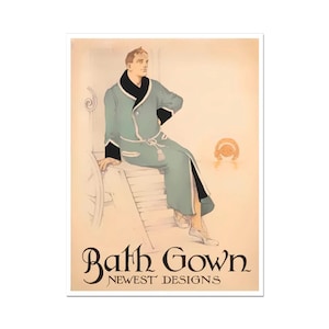 Vintage Fashion Poste, Bad Kleid neuesten Designs Werbung Poster Print, Druck auf mattem Papier oder Rolled Canvas Badezimmer Schlafzimmer Poster