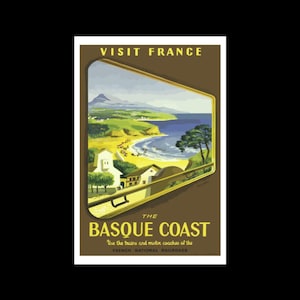 Visit France, The Basque Coast World Travel Print,  Matte Paper, Travellers Gift Idea Wall Decor Art