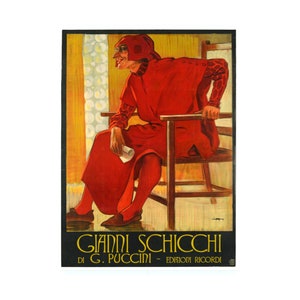 Gianni Schicchi Music By G. Puccini Vintage Entertainment Theatre Poster Souvenir Edition, Canvas Home Decor Print Picture Opera Poster
