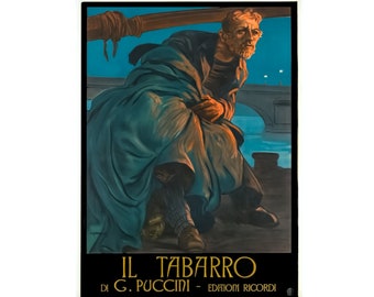 Il Tabarro Music By G. Puccini Vintage Entertainment Theatre Poster Memory Edition, Rolled Canvas Puccini Opera Poster