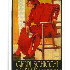 Gianni Schicchi Musica di G. Puccini Vintage Entertainment Theatre Poster Memory Edition, Immagine stampata di decorazioni per la casa in carta opaca, Poster dell'Opera